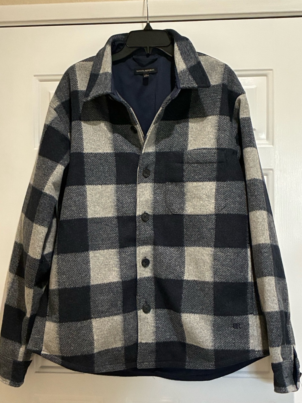 Banana Republic Men's Navy & Gray Plaid Button-Up shirt jacket